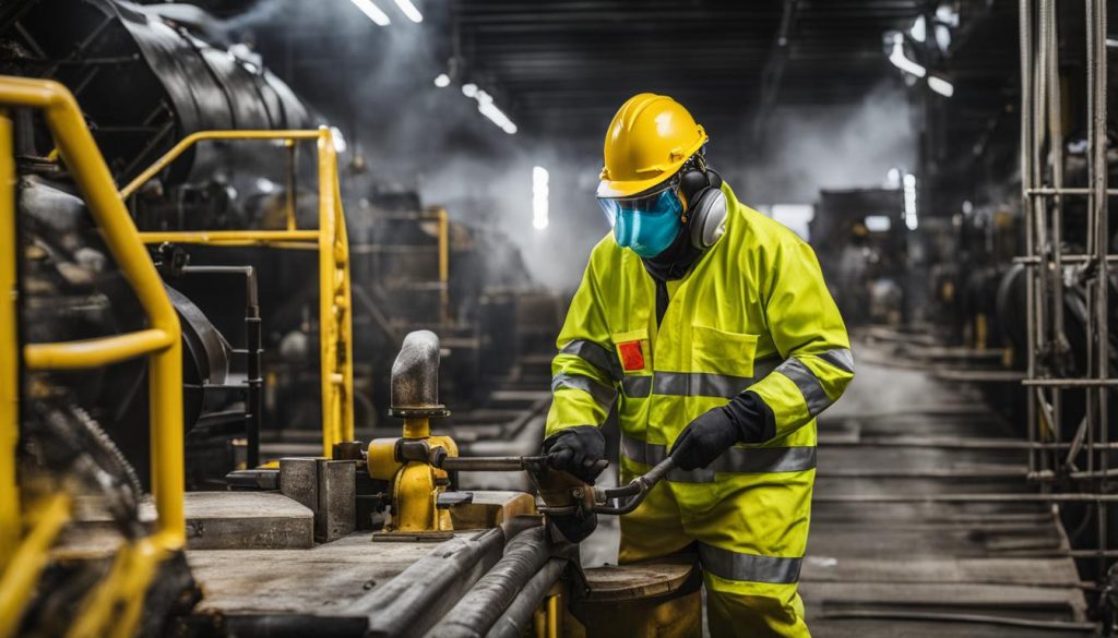 trabalhador com equipamento de proteção